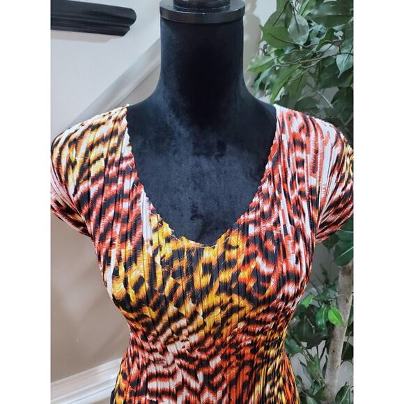 Cato Women Multi Pleated 100% Polyester Scoop Neck Short Sleeve Top Blouse Large - Picture 4 of 11